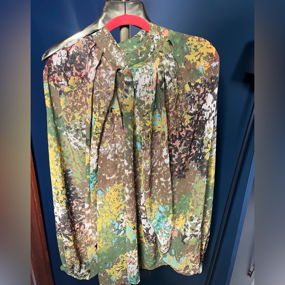 ELOQUII Green Print Draped Sleeve Top- 24w- NWT
